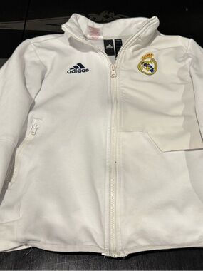 Adidas Real Madrid Jacket Women’s Small White Full Zip Soccer Football Crested
